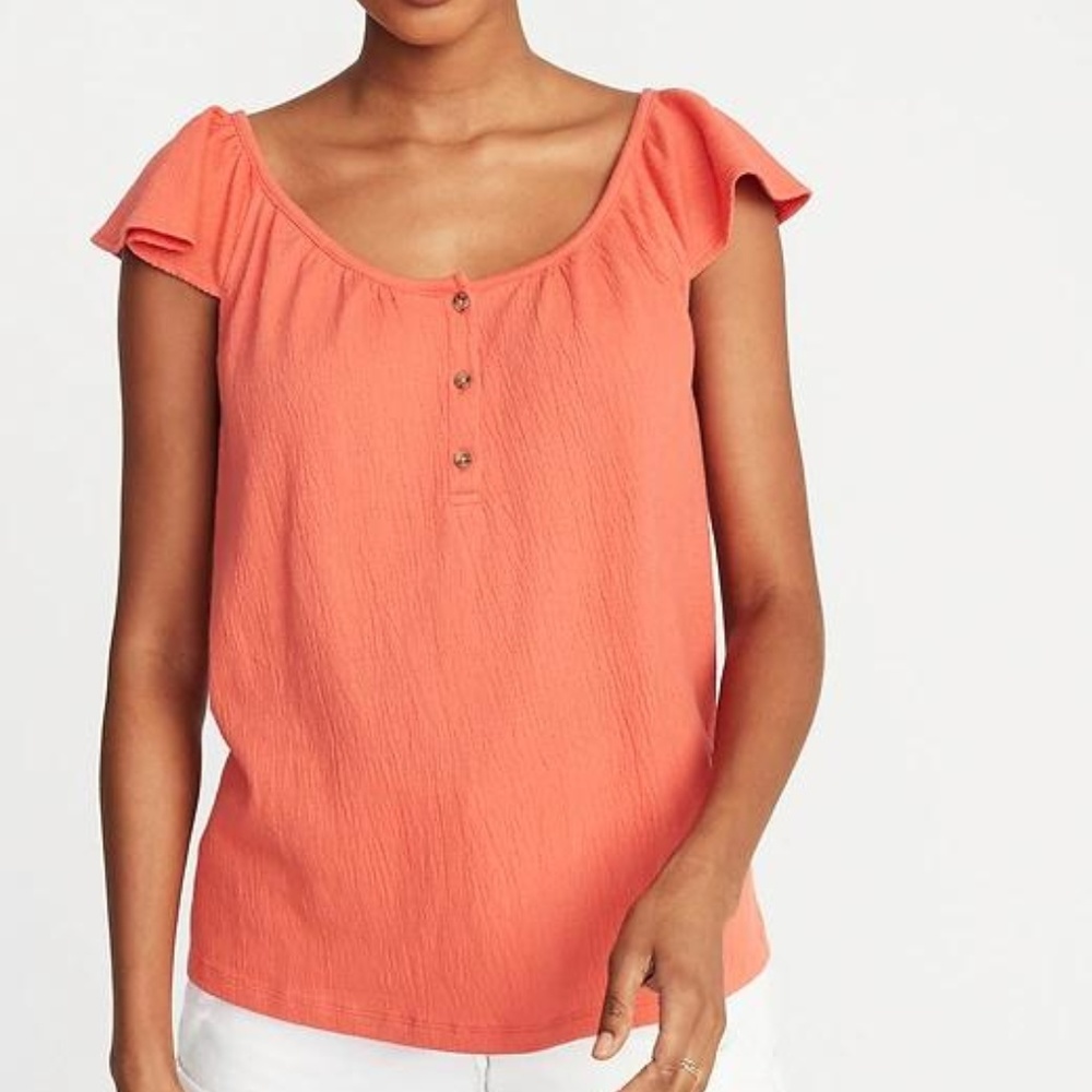 Old Navy Relaxed Flutter-Sleeve Textured Top New - Picture 1 of 2